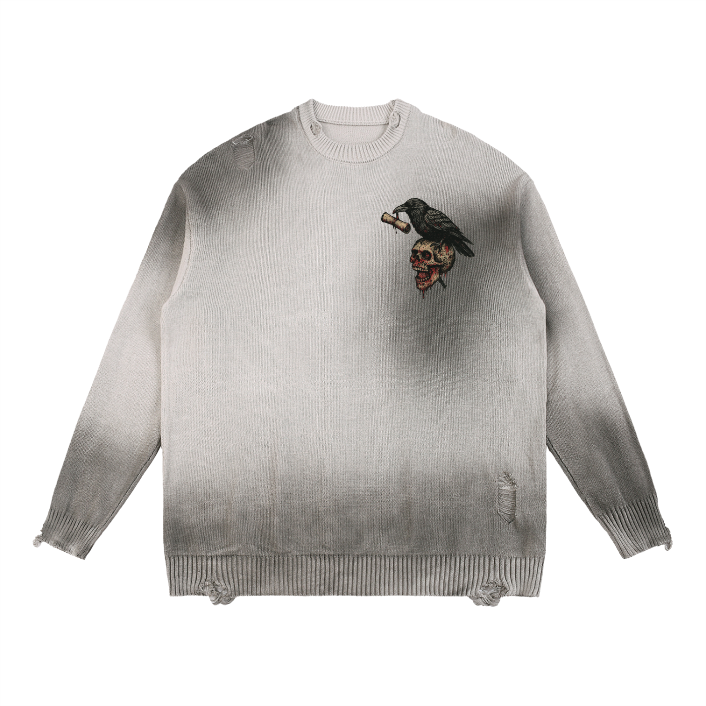 Distressed Graphic Ripped Sweater